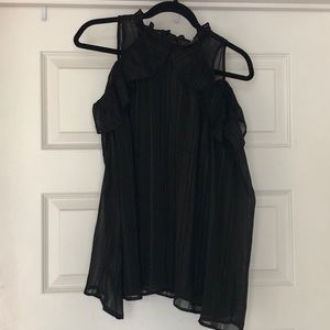 Wayf Black Cold Shoulder Ruffle Top